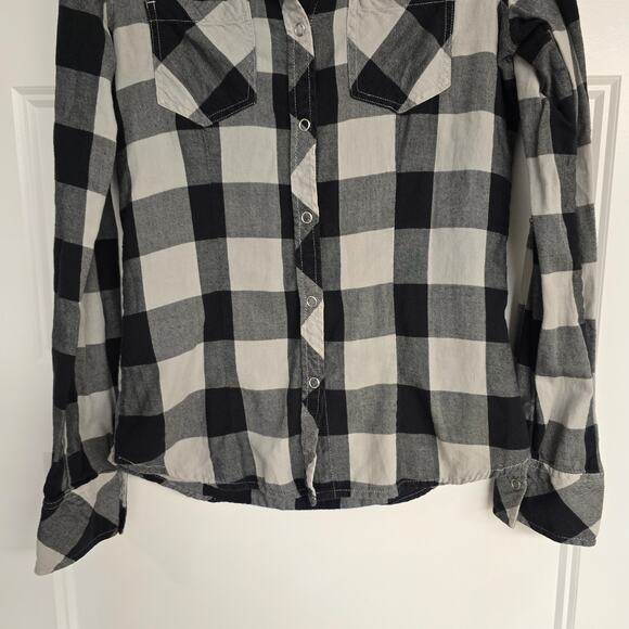 Women's Y2K Fox Black & Gray Flannel Snap Front Long Sleeve Top | Size XS - Picture 6 of 11